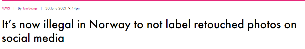 P图违法了?!挪威政府对网红下手:再用P过的照片来骗人就罚款 P图违法了?!挪威政府对网红下手:再用P过的照片来骗人就罚款